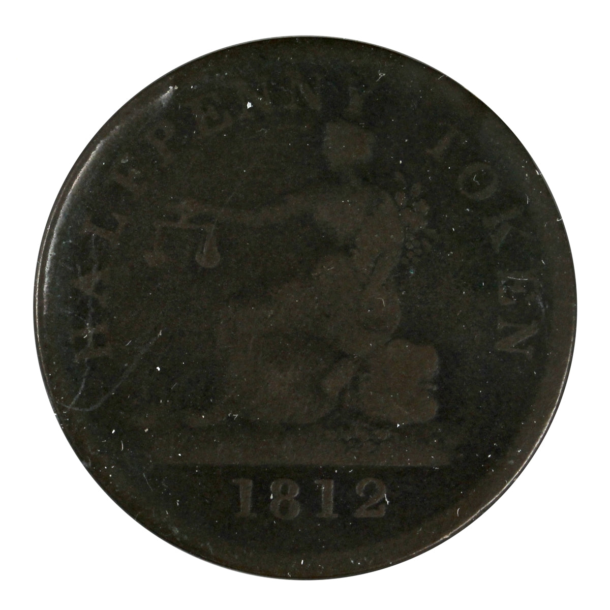 LC-48A1 1812 Lower Canada 4 Leaves 3 Daisies Tiffin Half Penny Token VG-F (VG10)