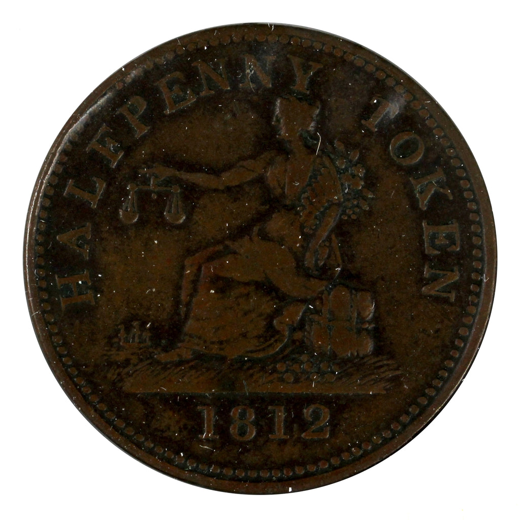 LC-48A2 1812 Lower Canada 2 Leaves 3 Daises Copper Tiffen Half Penny Token VF-EF (VF30)