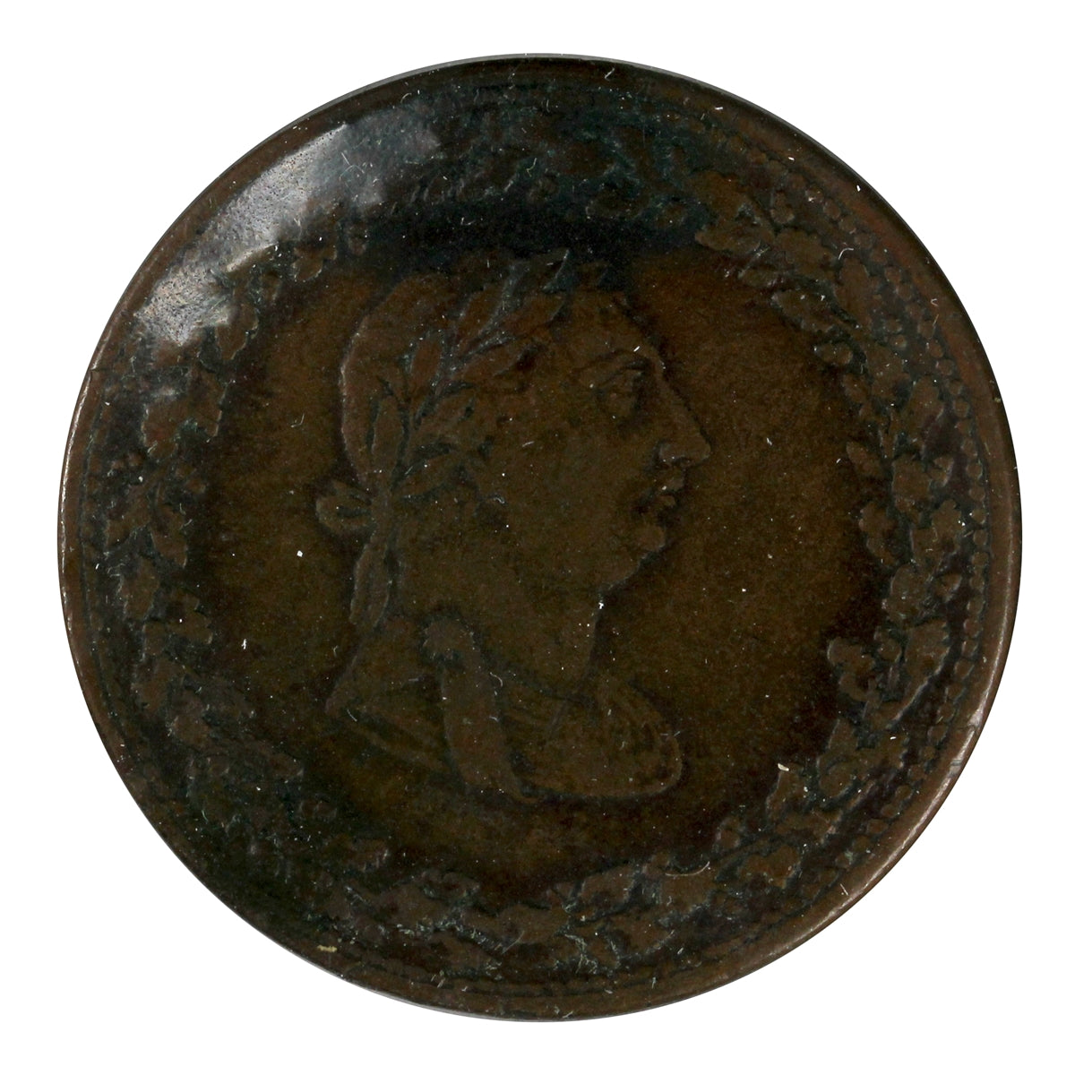 LC-48A2 1812 Lower Canada 2 Leaves 3 Daises Copper Tiffen Half Penny Token VF-EF (VF30)