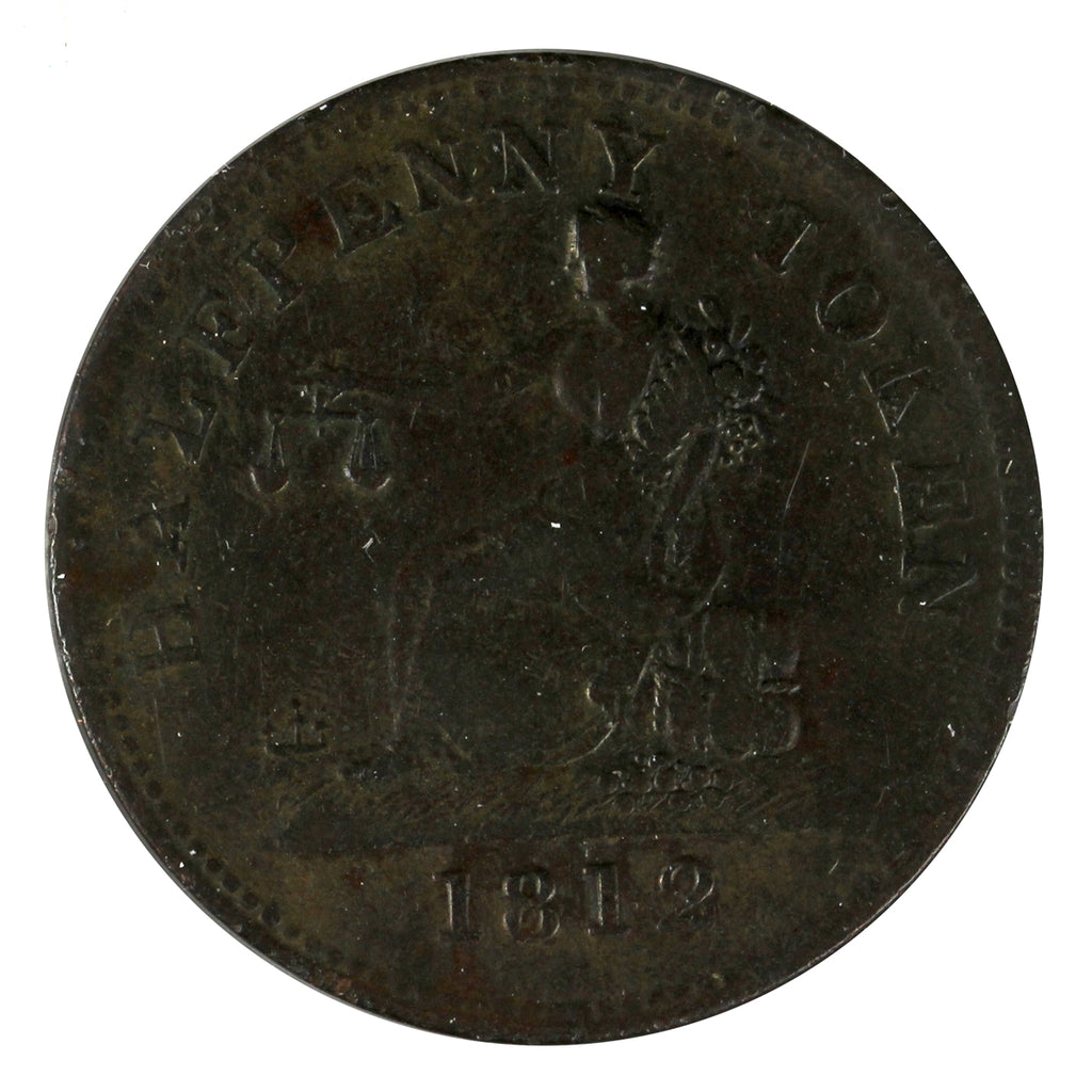 LC-48A2 1812 Lower Canada 2 Leaves 3 Daises Copper Tiffen Half Penny Token Fine (F12)