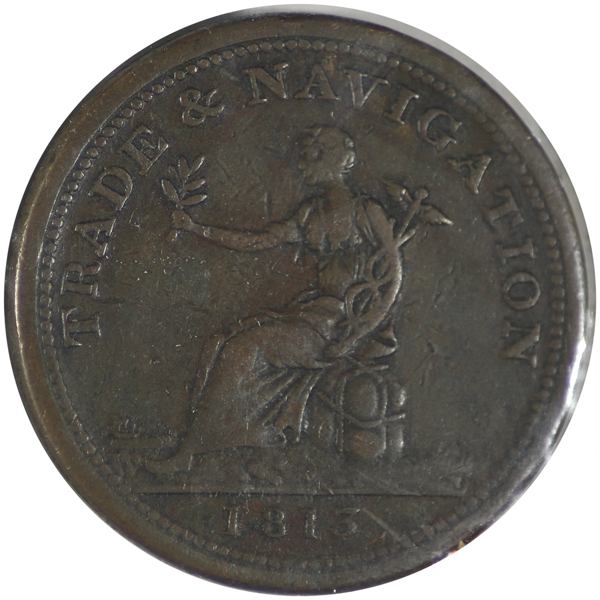 NS-20A1 1813 Nova Scotia Trade & Navigation Penny Token VF-EF (VF30)