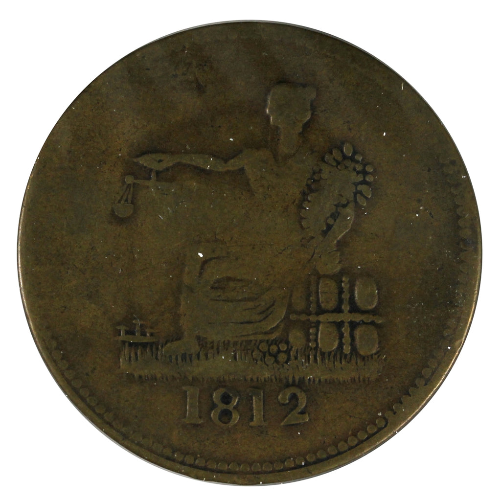 LC-48C2 1812 Lower Canada Clockwise Wreath, Tiffen Half Penny Token Very Fine (VF20)
