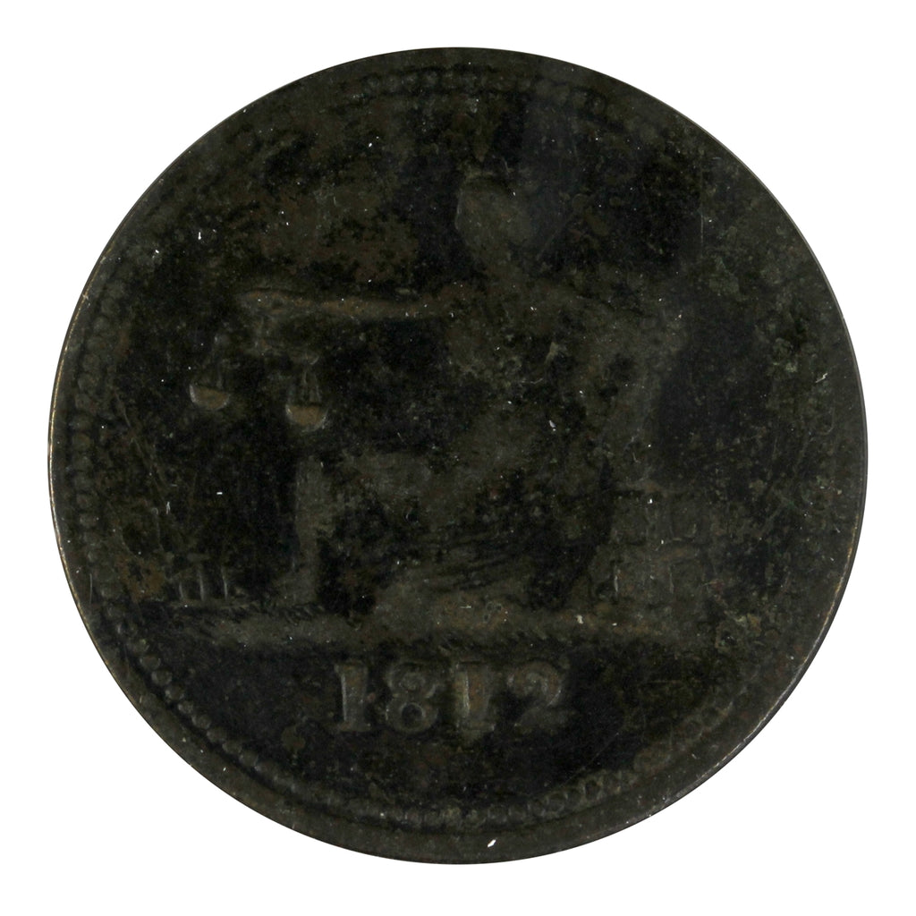 LC-48C2 1812 Lower Canada Clockwise Wreath, Brass Tiffen Half Penny Token F-VF (F15)