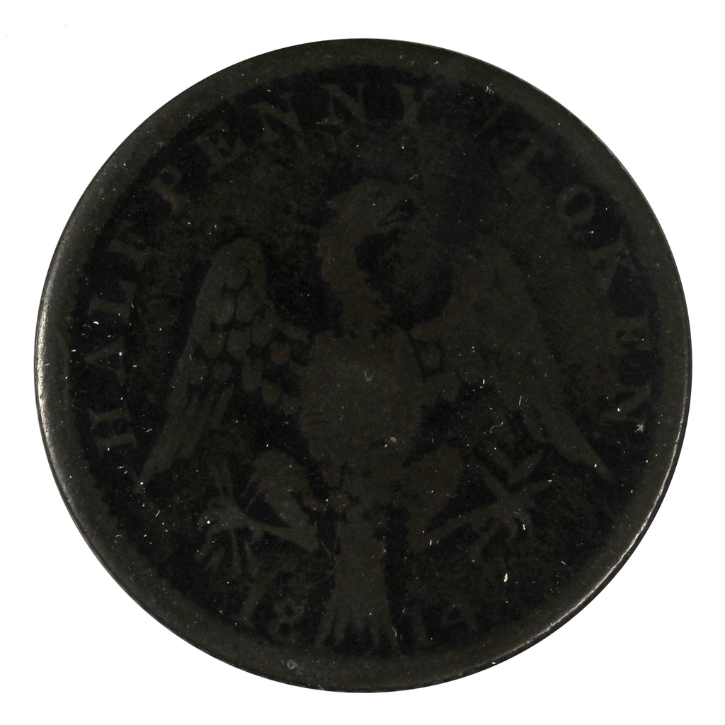 LC-54C1 1814 Lower Canada Spread Eagle Large Shield Half Penny Token Very Good (VG8)