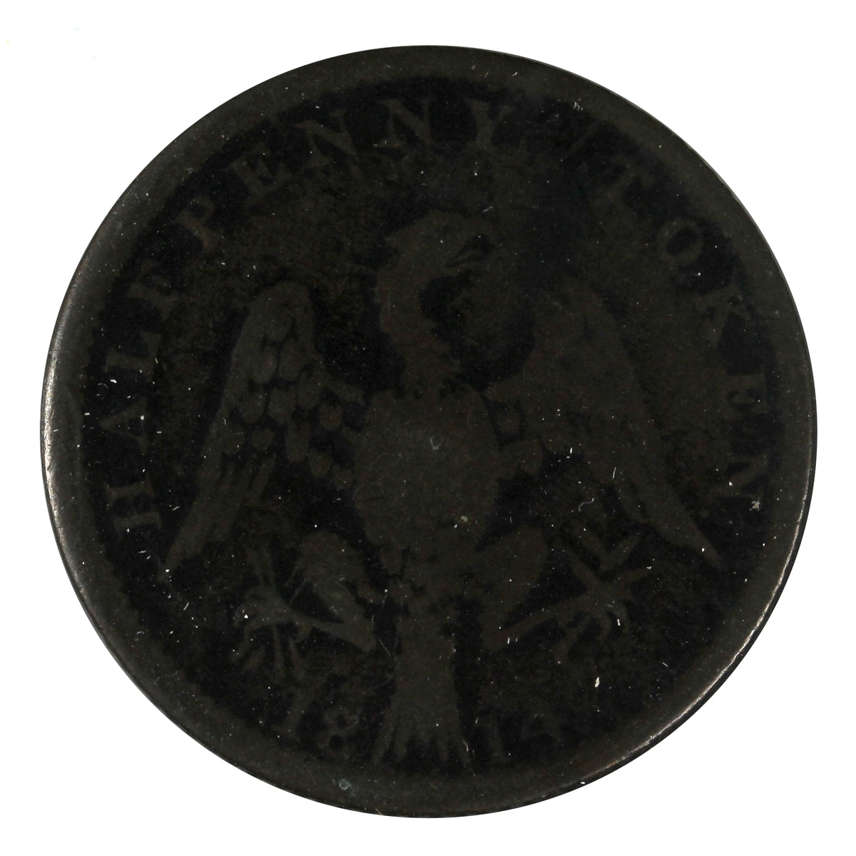 LC-54C1 1814 Lower Canada Spread Eagle Large Shield Half Penny Token Very Good (VG8)