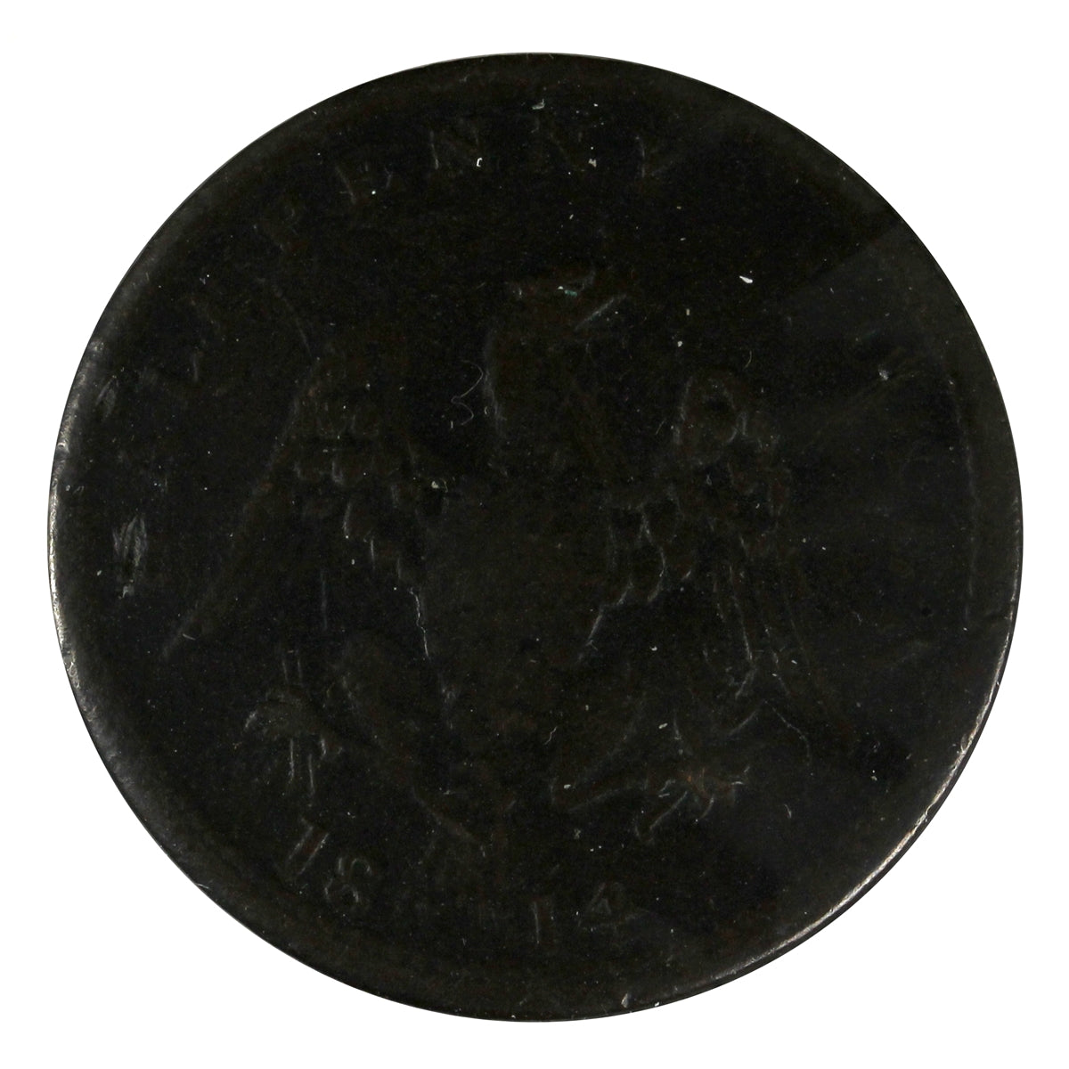 LC-54C2 1814 Lower Canada Spread Eagle Small Shield Half Penny Token Fine (F12)