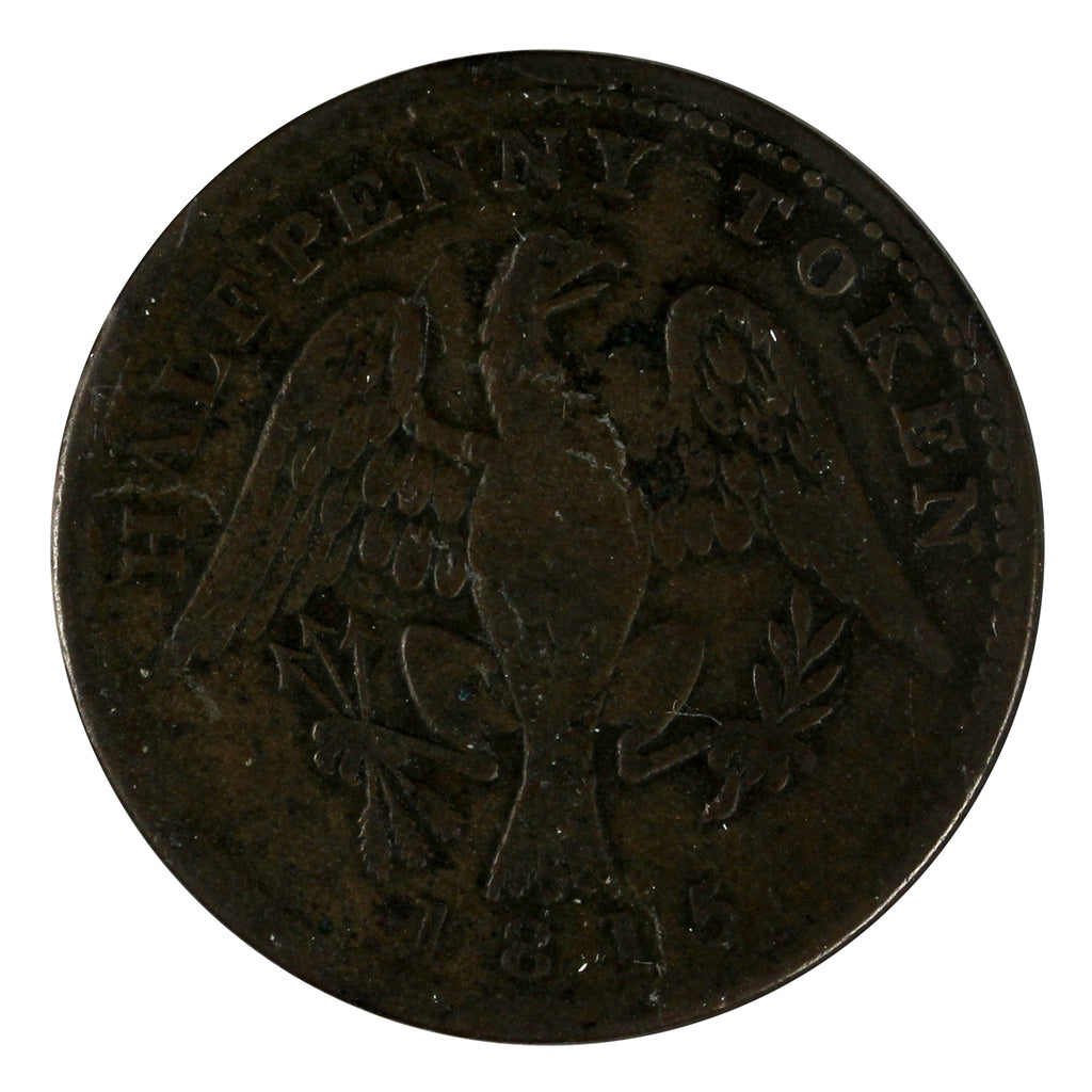 LC-54D2 1815 Lower Canada Spread Eagle Half Penny Bank Token Very Good (VG8)