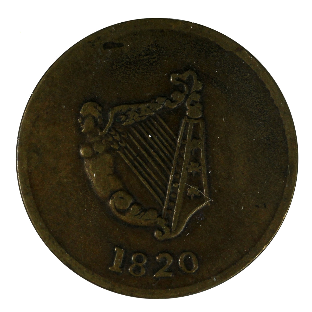 LC-60-9 1820 Lower Canada Bust & Harp Brass Token Extra Fine (EF40) LC-60C1