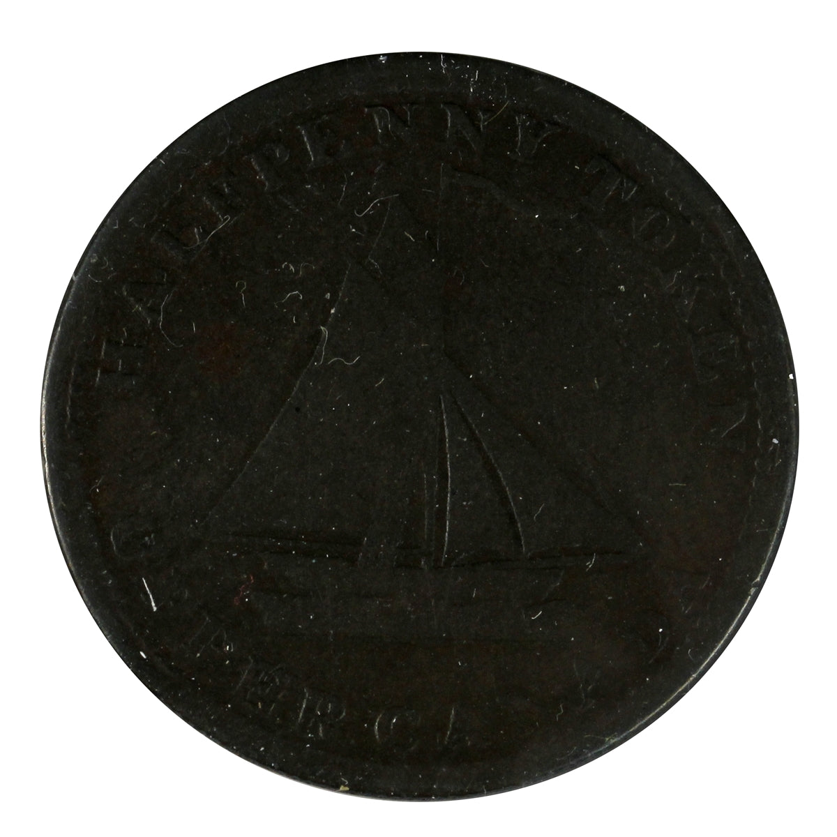UC-9A1 1820 Upper Canada Commercial Change Copper Half Penny VG-F (VG10)
