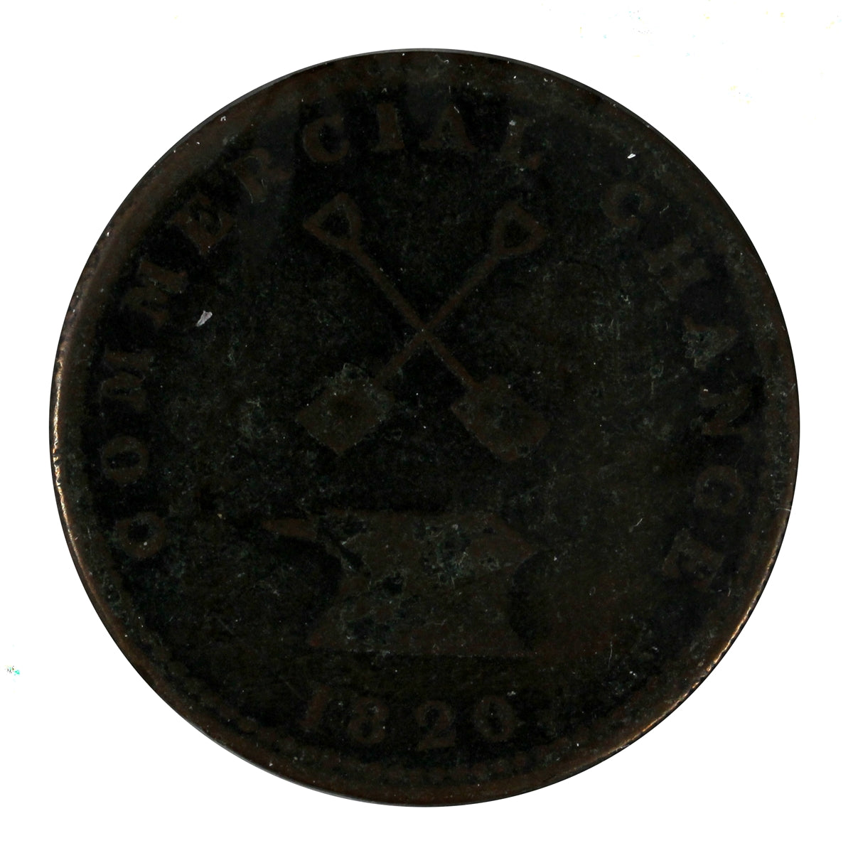 UC-9A2 1820 Upper Canada Points Between DA Commercial Change Half Penny Token F-VF (F15)