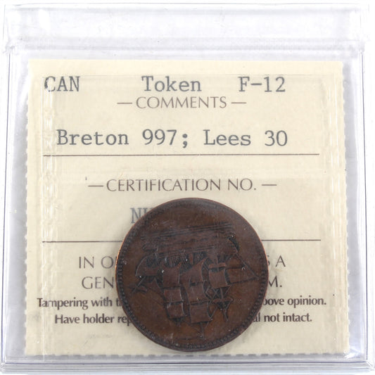 BR-997 Ships Colonies & Commerce Token ICCS Certified F-12 Lees 30
