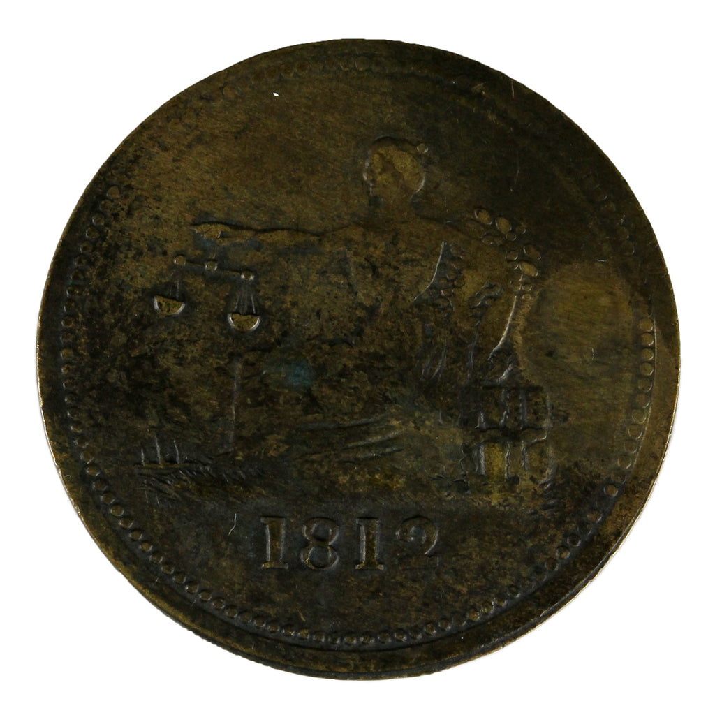 LC-48C2 1812 Lower Canada Clockwise, Brass Tiffin Token Uncirculated (MS60) $