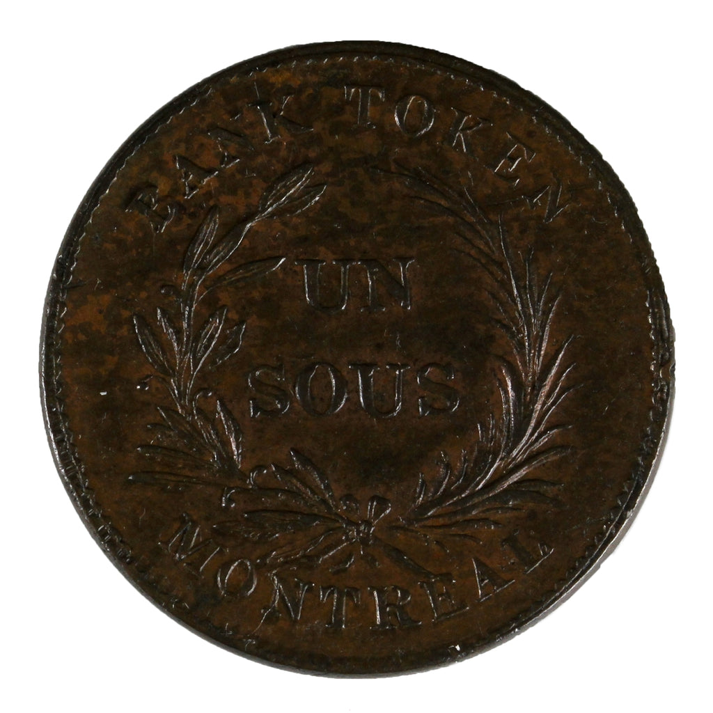 LC-2A5 1835 Lower Canada Un Sous Trade & Agriculture Short Stem Token EF-AU (EF45) $