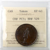 PC-3 1852 Province of Canada Quebec Bank Half Penny Token ICCS Certified EF40 BR# 529