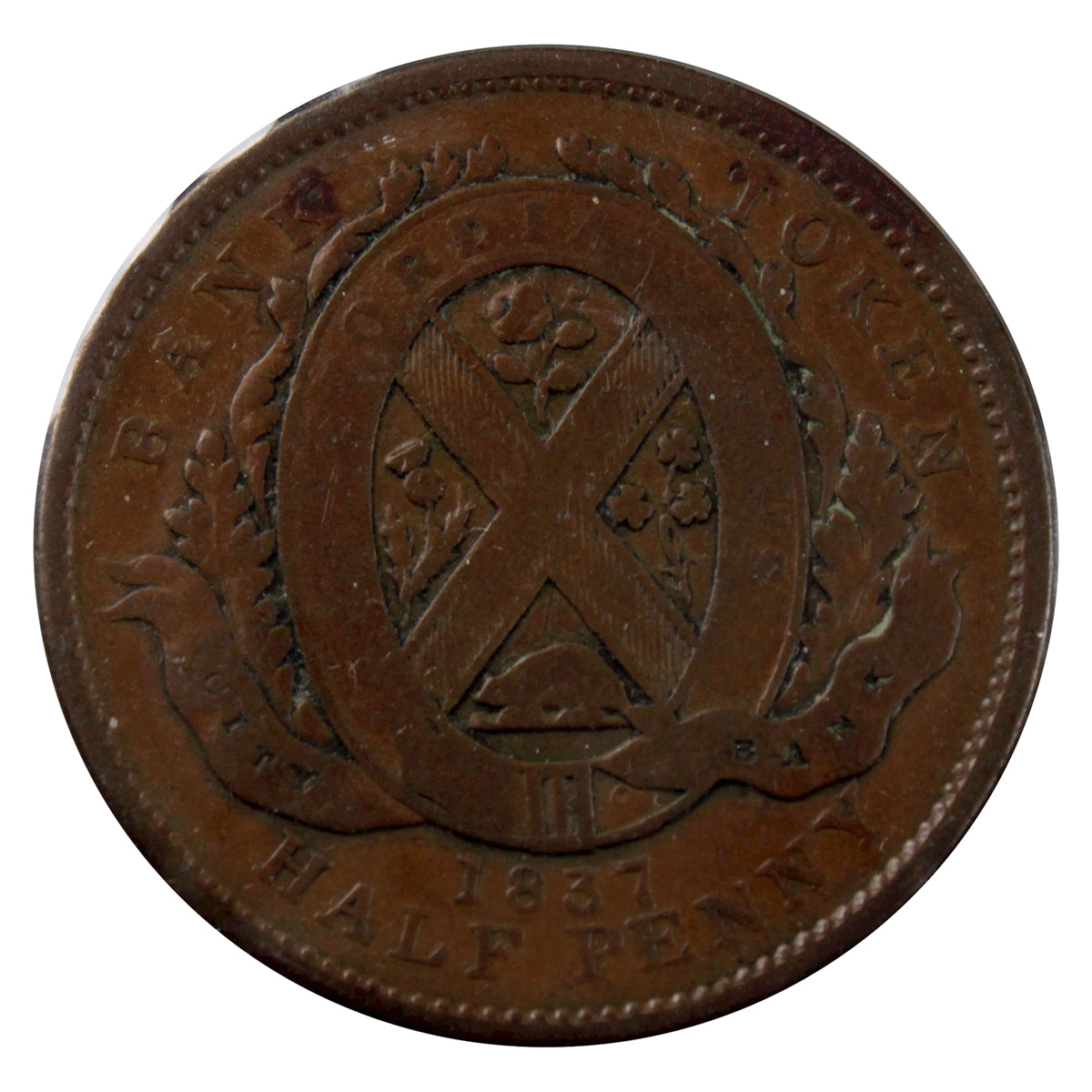LC-8A1 1837 Lower Canada City Bank Half Penny Token G-VG (G6)