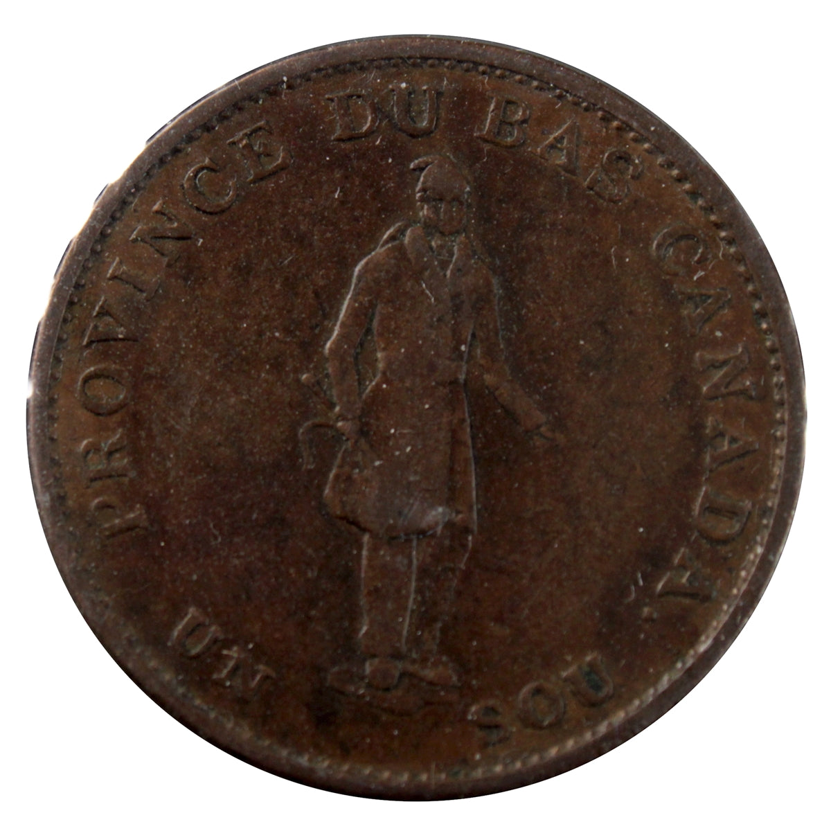 LC-8B1 1837 Lower Canada Quebec Bank Half Penny Token VG-F (VG10)