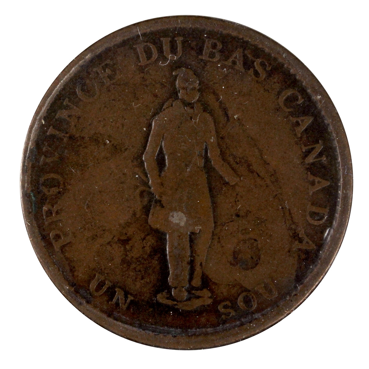LC-8B2 1837 Lower Canada Quebec Bank Half Penny Token Very Good (VG8)