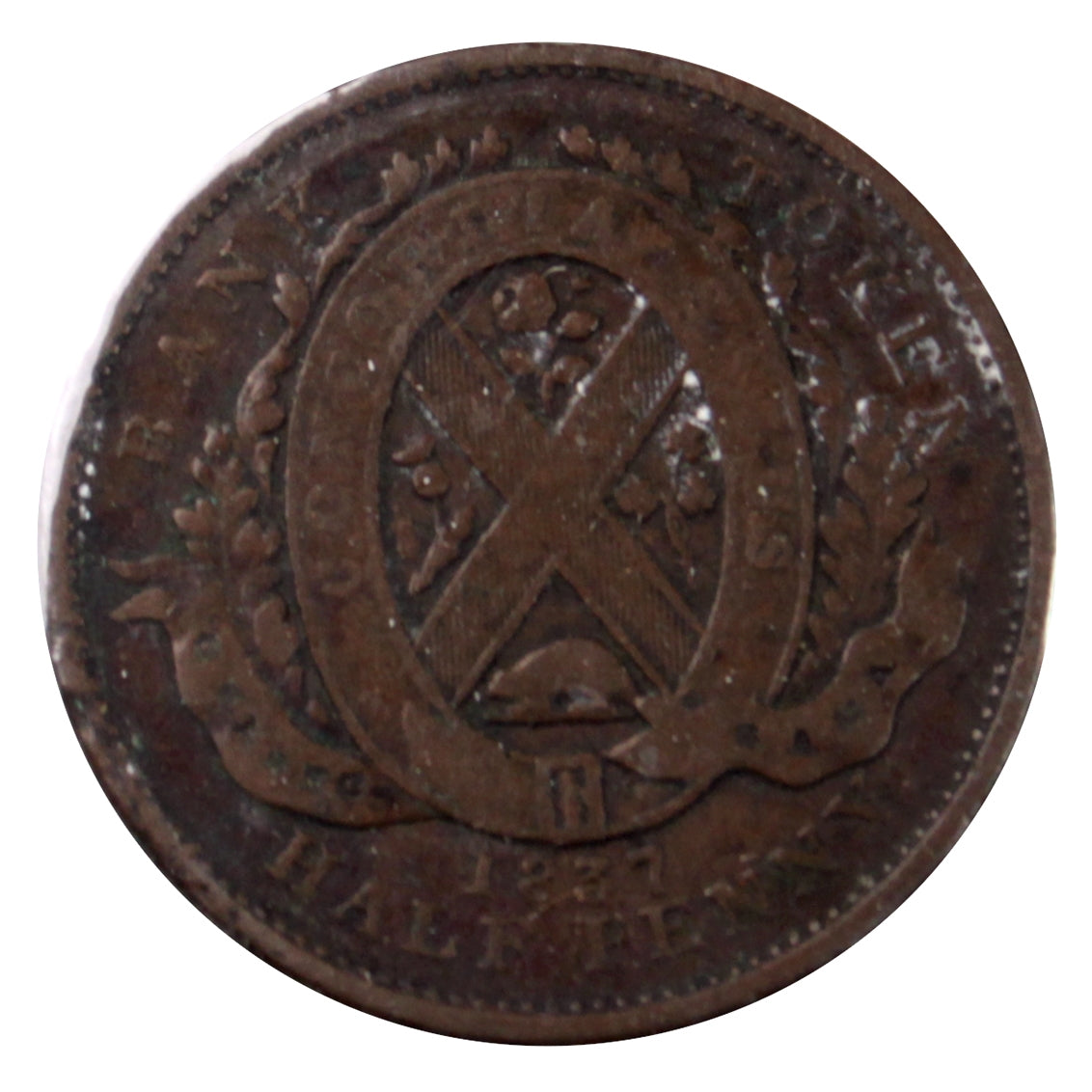 LC-8B2 1837 Lower Canada Quebec Bank Half Penny Token G-VG (G6)