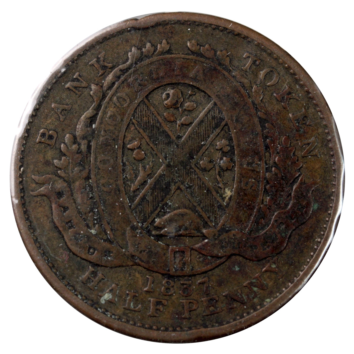 LC-8C1 1837 Lower Canada Bank du Peuple Half Penny Token Fine (F12)