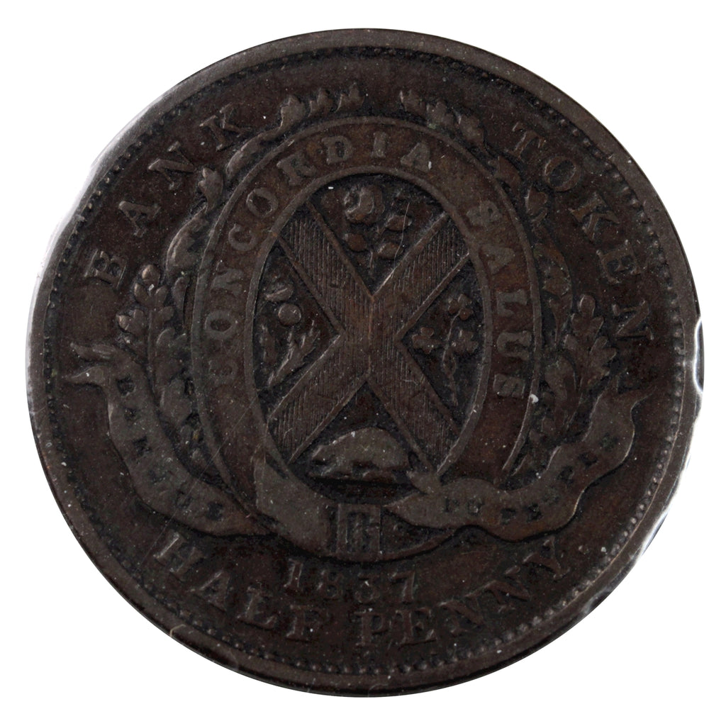 LC-8C1 1837 Lower Canada Bank du Peuple Half Penny Token VG-F (VG10)