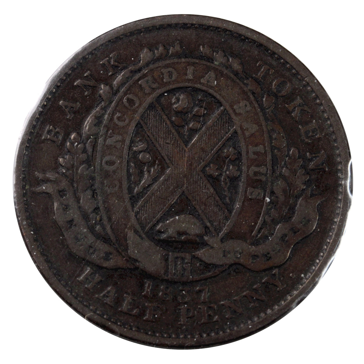 LC-8C1 1837 Lower Canada Bank du Peuple Half Penny Token VG-F (VG10)