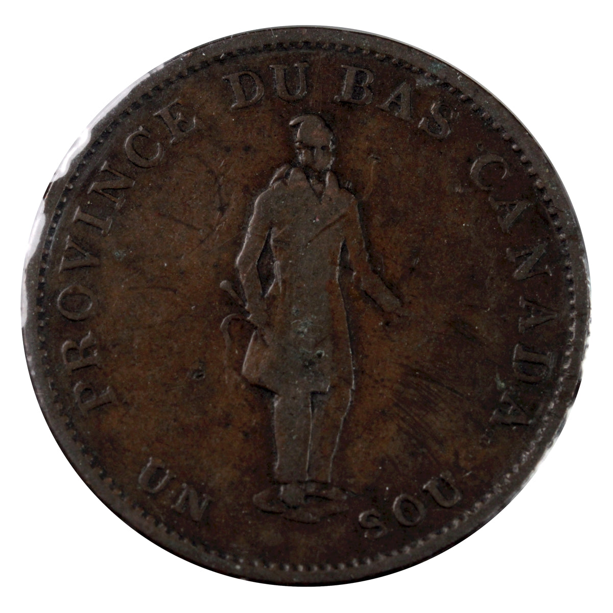 LC-8C1 1837 Lower Canada Bank du Peuple Half Penny Token VG-F (VG10)