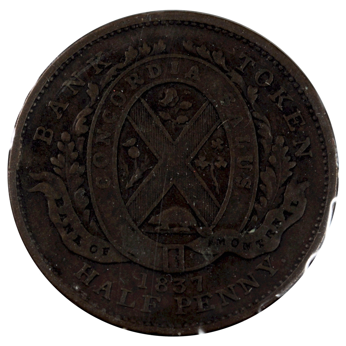 LC-8D1 1837 Lower Canada, Bank of Montreal Half Penny Token Very Good (VG8)