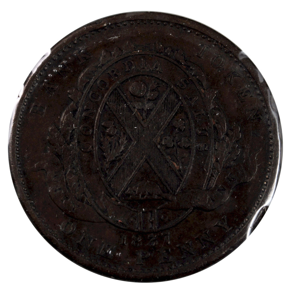 LC-9A3 1837 Lower Canada, City Bank Penny Token Penny Token Very Fine (VF20)