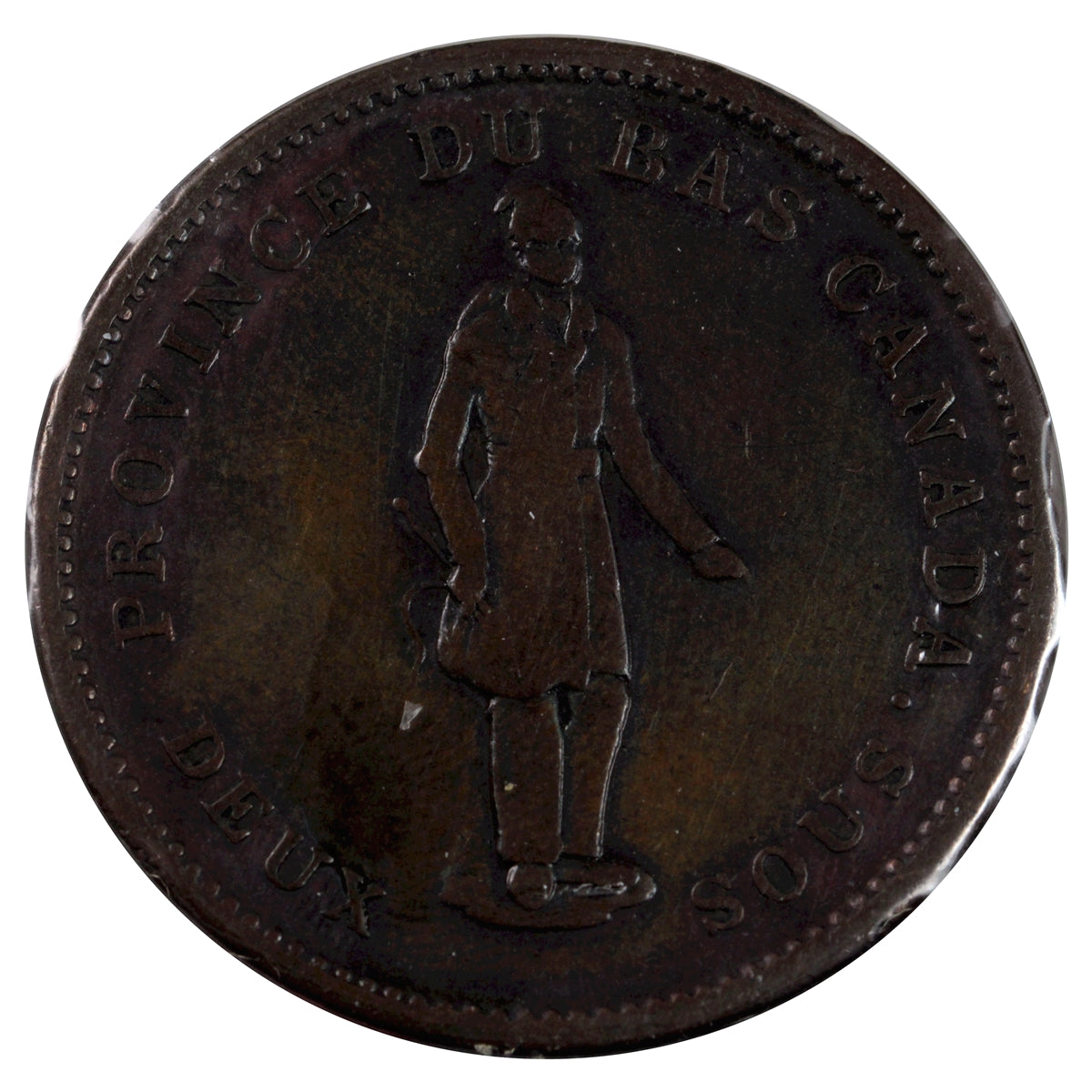 LC-9B1 1837 Lower Canada, Quebec Bank, Stong, Period Penny Token Fine (F12)