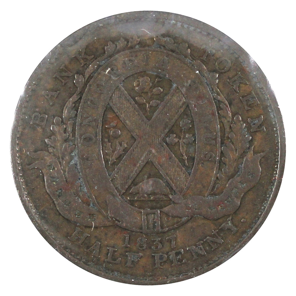 LC-8C1 1837 Lower Canada Bank du Peuple Half Penny Token F-VF (F15)
