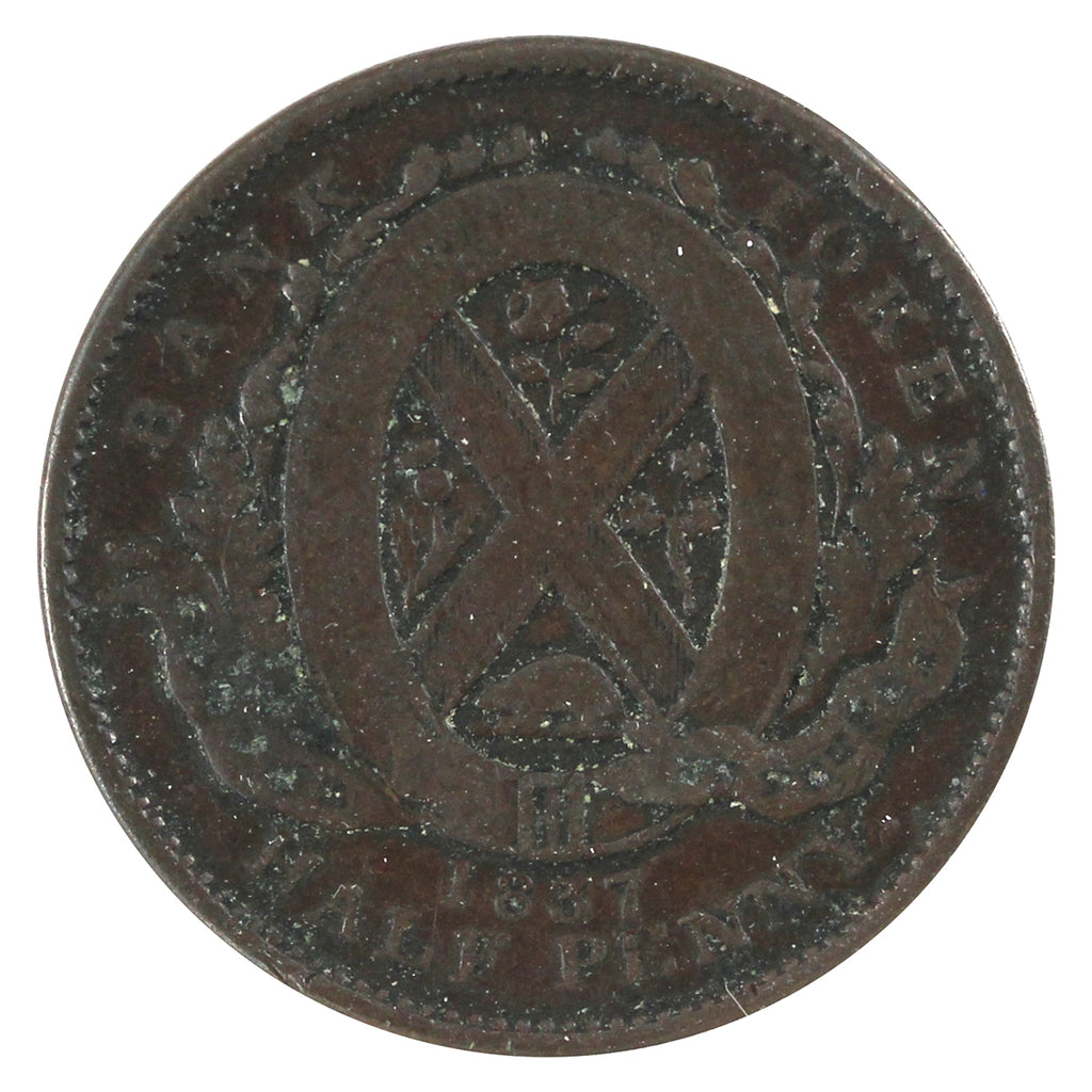 LC-8C1 1837 Lower Canada Bank du Peuple Half Penny Token G-VG (G6)