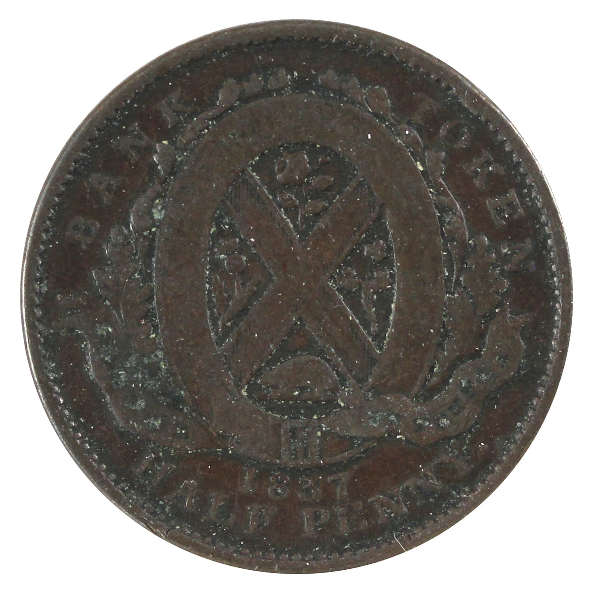 LC-8C1 1837 Lower Canada Bank du Peuple Half Penny Token G-VG (G6)