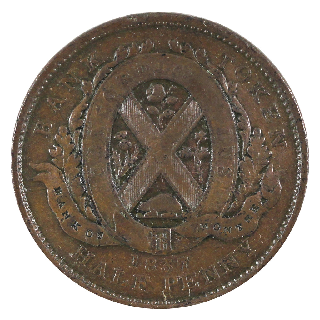 LC-8D1 1837 Lower Canada, Bank of Montreal Half Penny Token F-VF (F15)