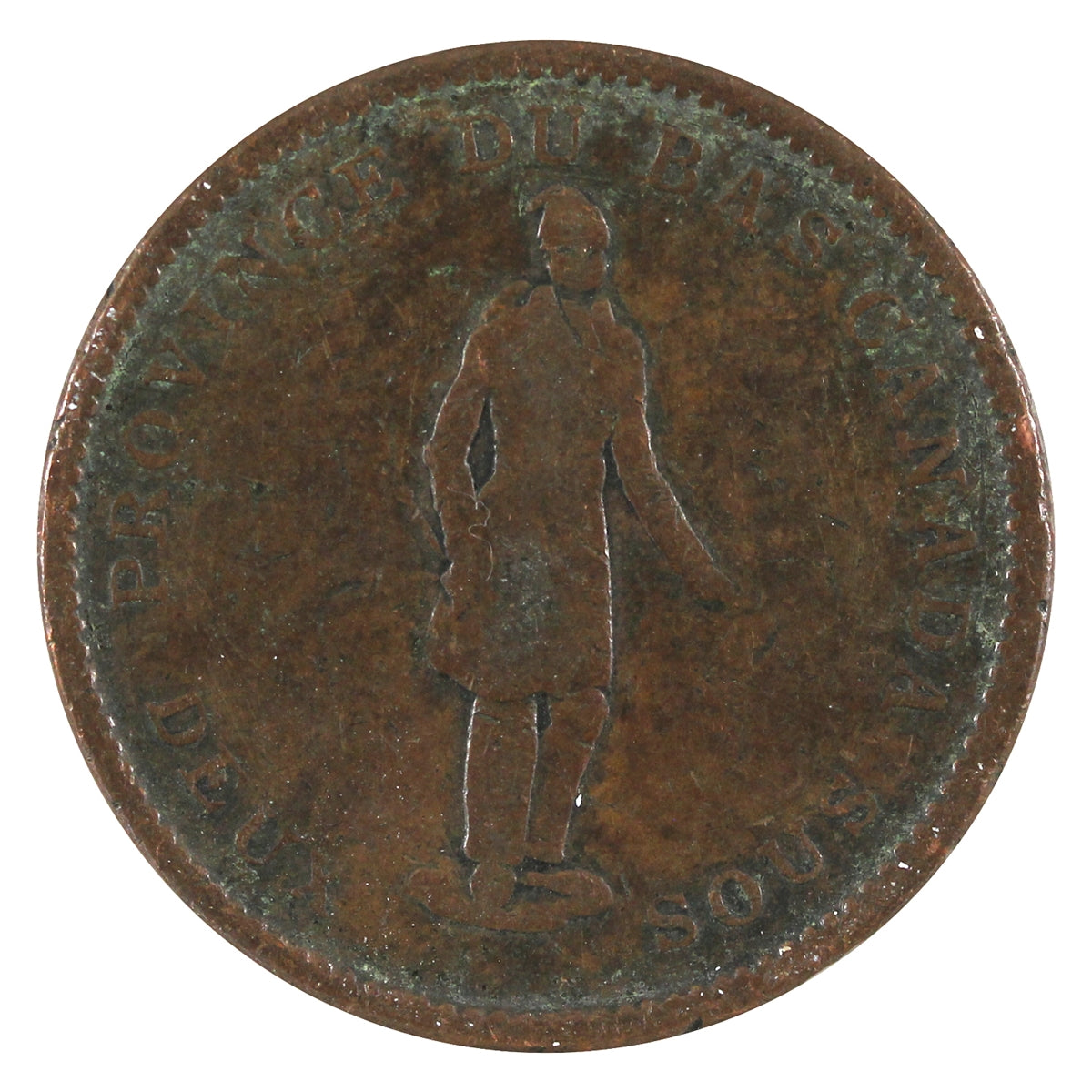 LC-9B1 1837 Lower Canada, Quebec Bank, Stong, Period Half Penny Token Very Good (VG8)