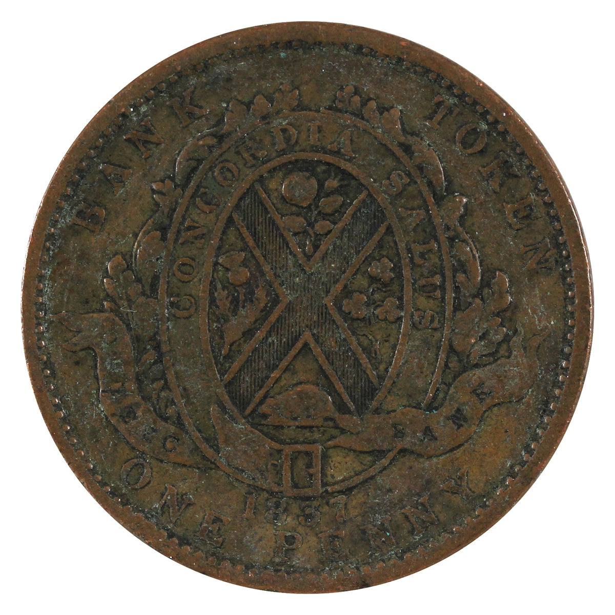 LC-9B2 1837 Lower Canada Quebec Bank One Penny Token F-VF (F15)