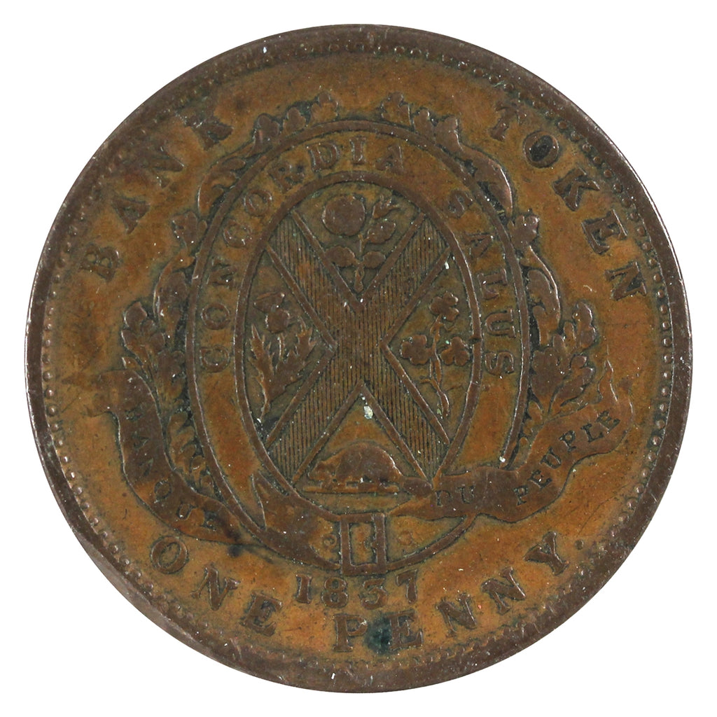 LC-9C2 1837 Lower Canada Banque du Peuple One Penny Token VG-F (VG10)