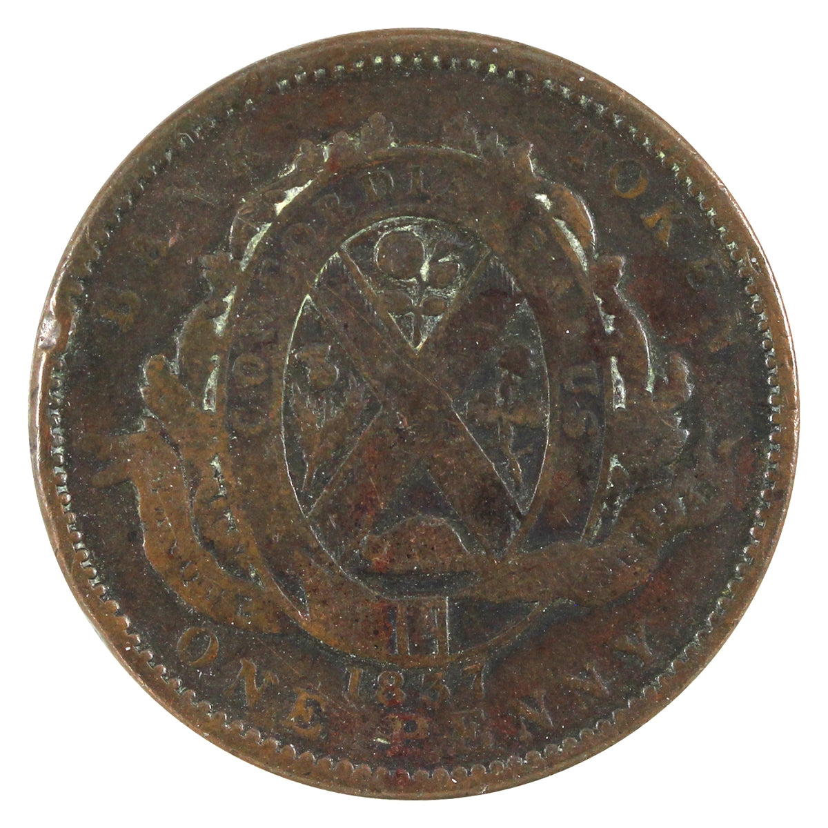 LC-9C2 1837 Lower Canada Banque du Peuple One Penny Token Good (G4)