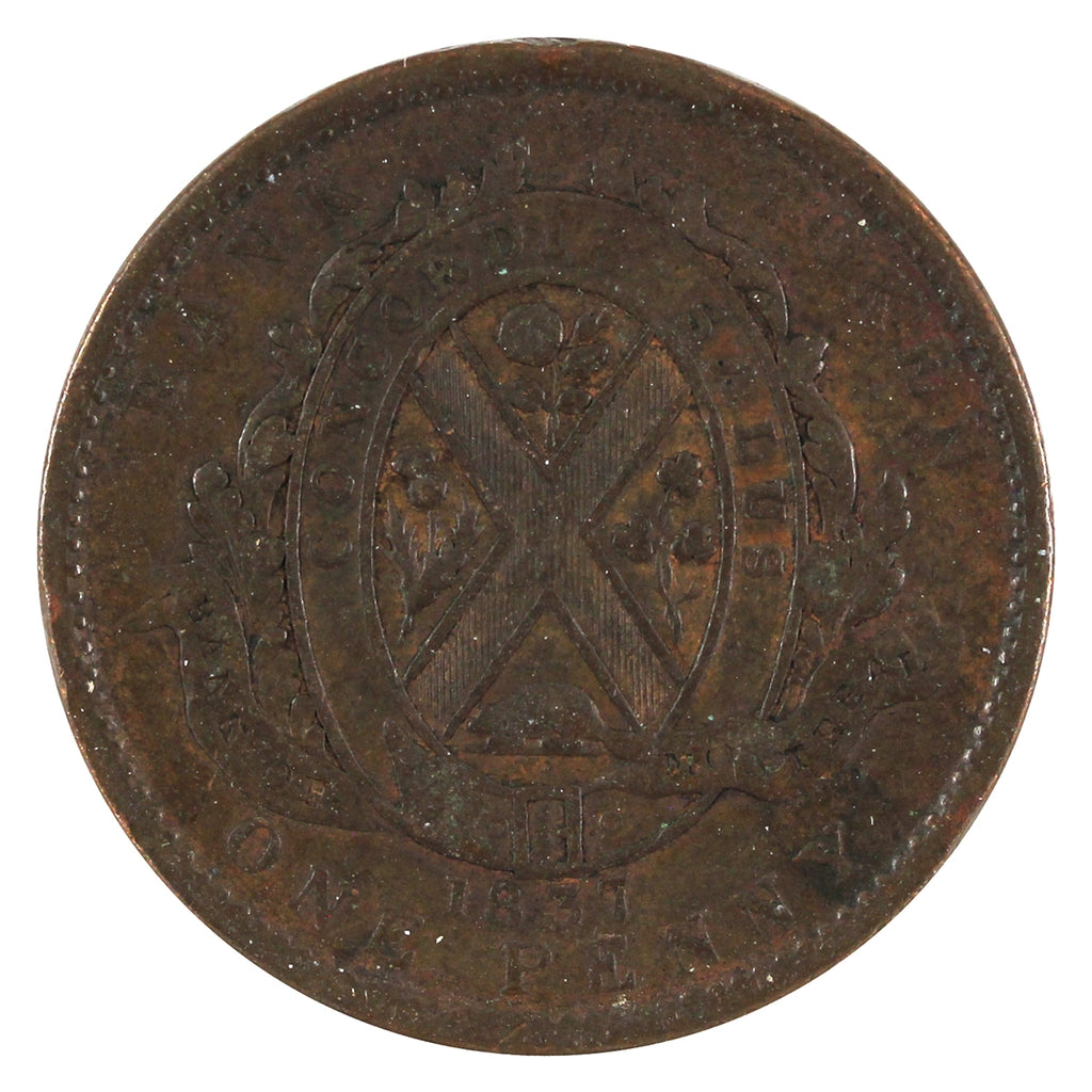 LC-9D1 1837 Lower Canada Bank of Montreal One Penny Token Very Good (VG8)
