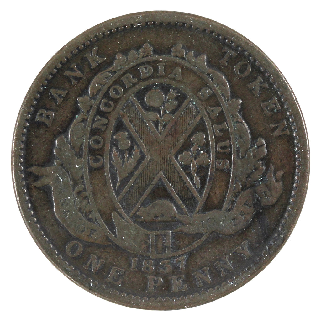LC-9D2 1837 Lower Canada Bank of Montreal One Penny Token Very Good (VG8)