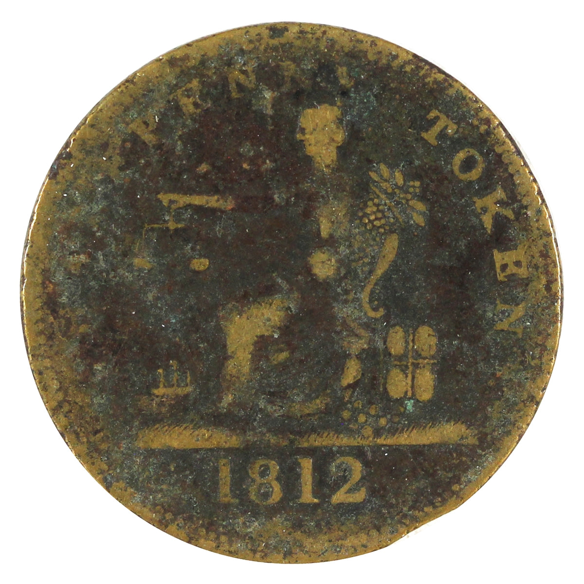 LC-48B1 1812 Lower Canada Imitation Tiffin Half Penny Token Very Fine (VF20)