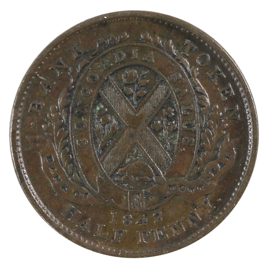 PC-1A2 1842 Province of Canada Bank of Montreal Half Penny Token EF-AU (EF45)