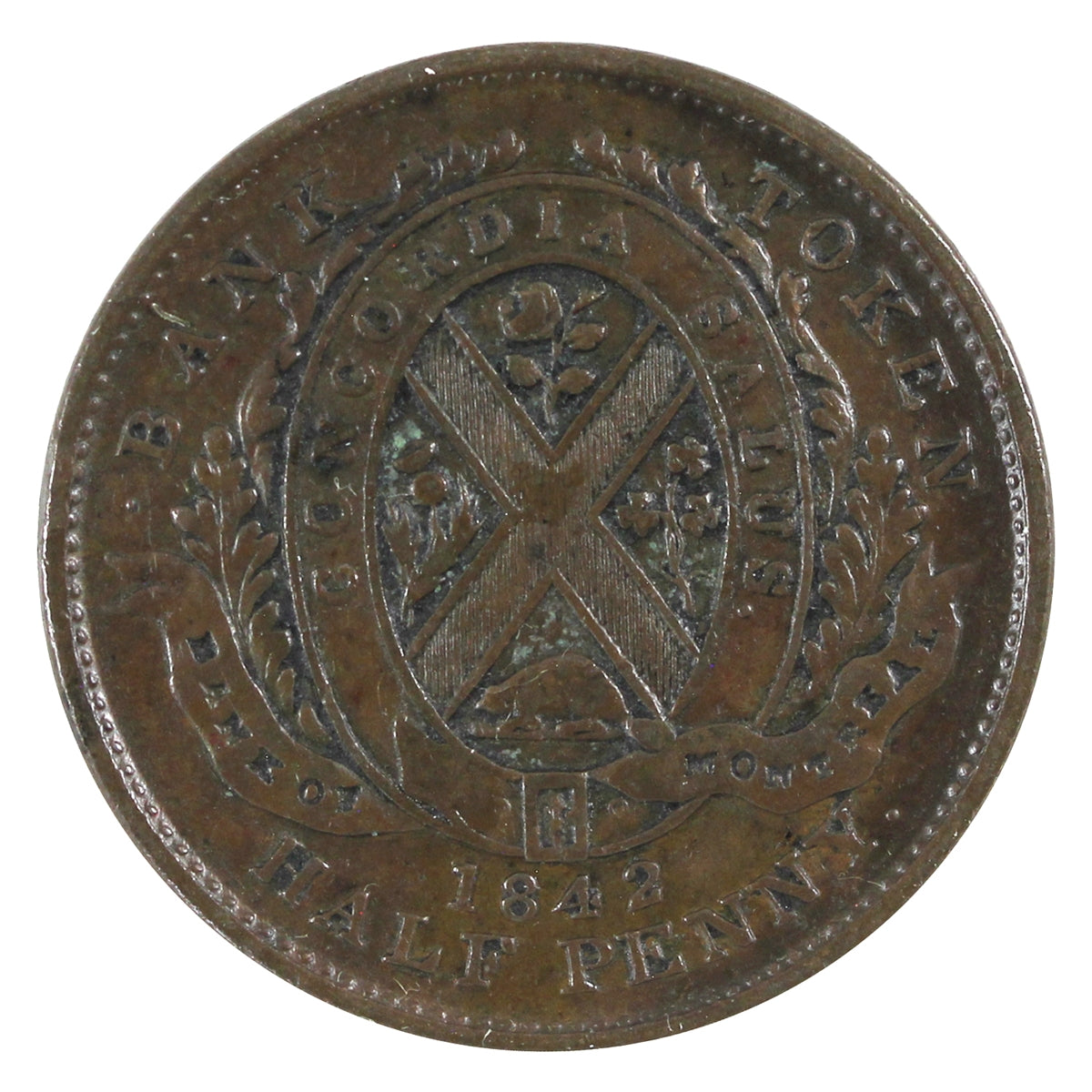 PC-1A2 1842 Province of Canada Bank of Montreal Half Penny Token EF-AU (EF45)