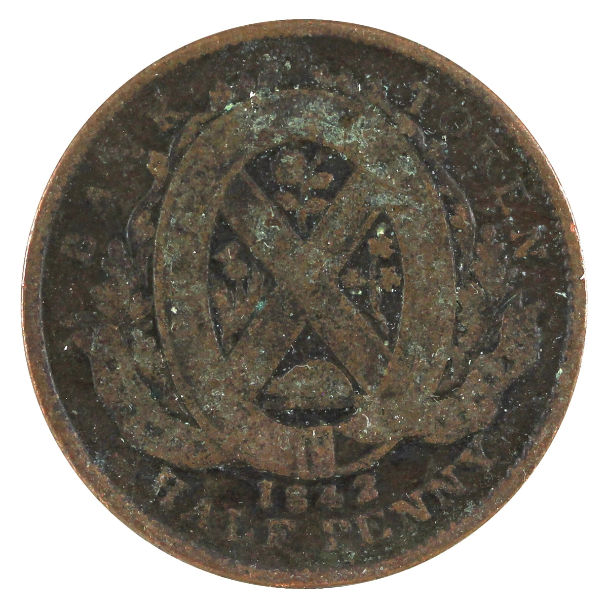 PC-1A3 1842 Province of Canada Bank of Montreal Half Penny Bank Token, G-VG (G6)