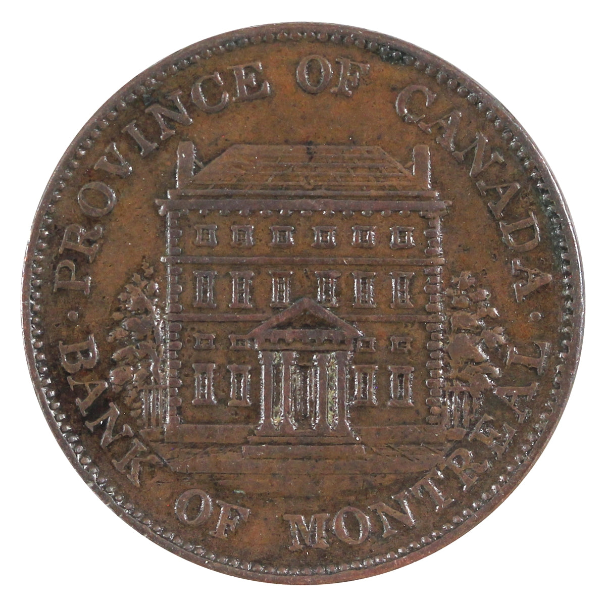 PC-1B2 1844 Province of Canada Bank of Montreal Half Penny Token Extra Fine (EF40)