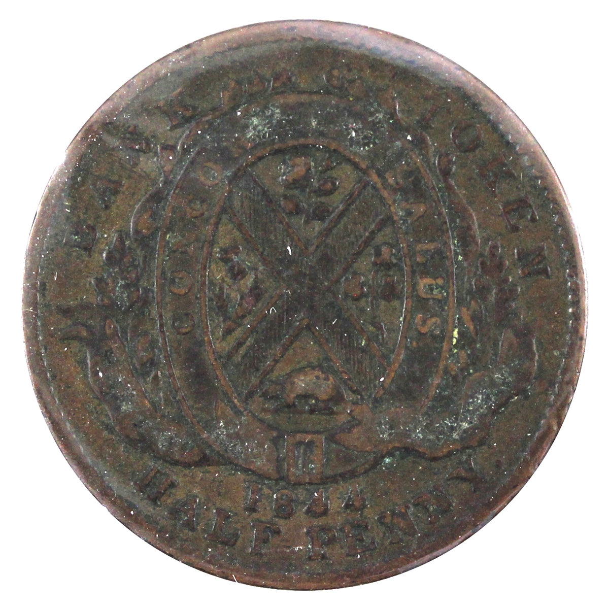 PC-1B4 1844 Province of Canada Bank of Montreal Half Penny Token Very Fine (VF20)
