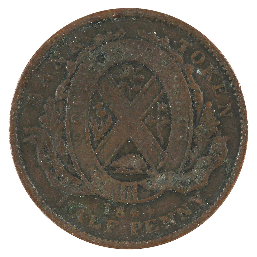 PC-1B5 1844 Province of Canada Bank of Montreal Half Penny Token VG-F (VG10)