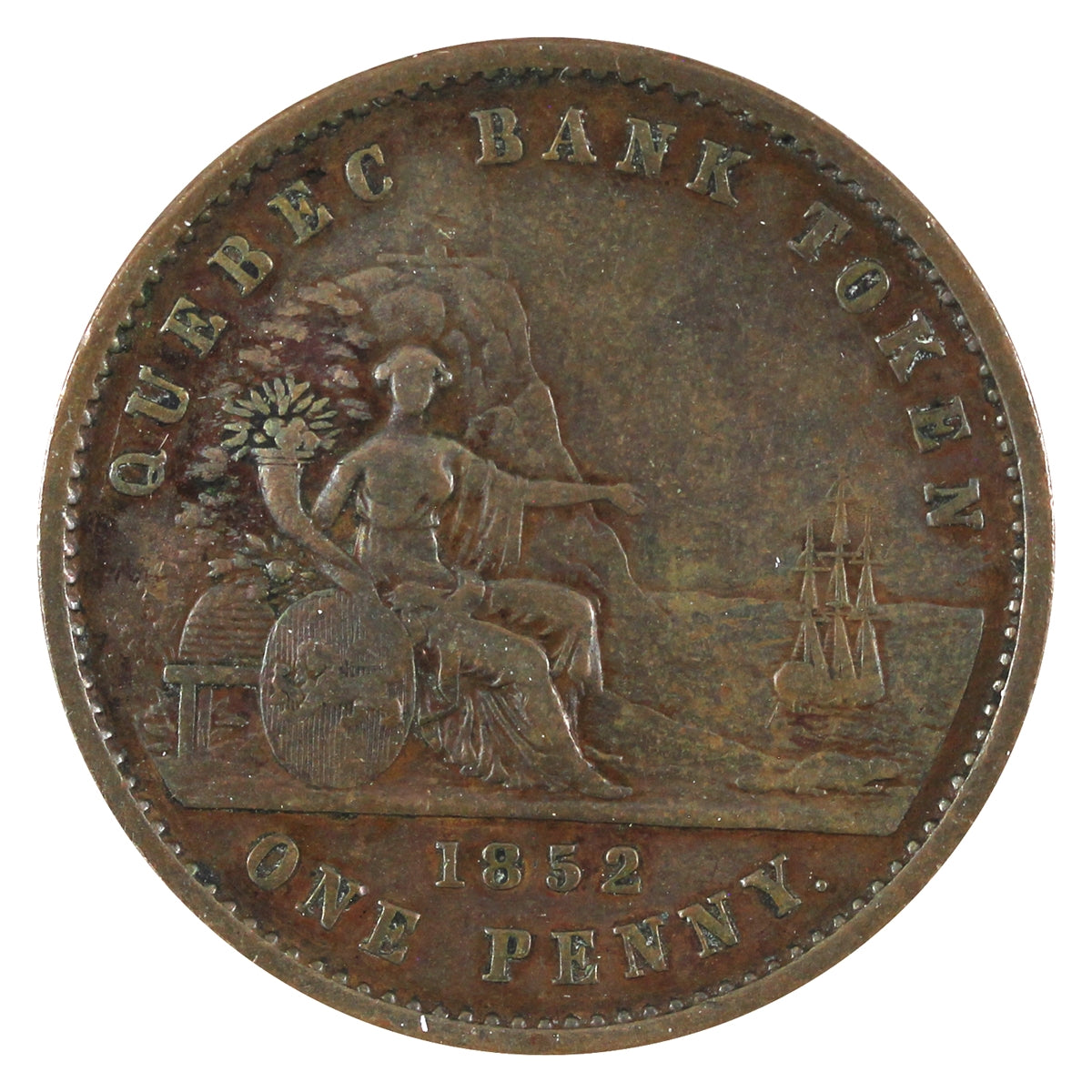 PC-4 1852 Province of Canada Quebec Bank Penny Token F-VF (F15)