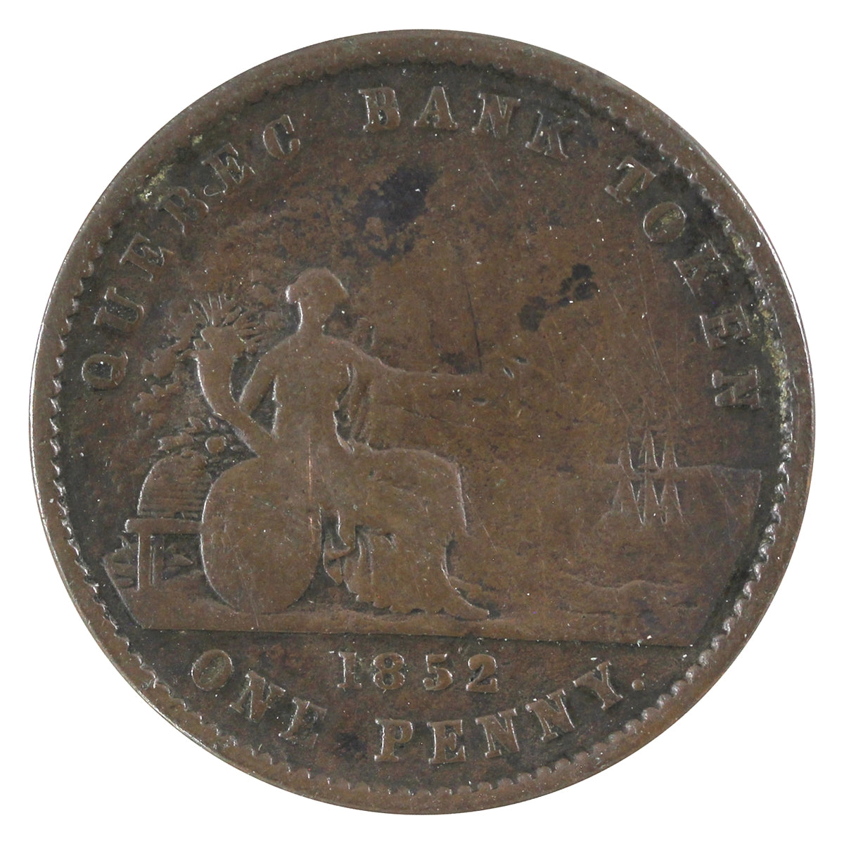 PC-4 1852 Province of Canada Quebec Bank Penny Token VG-F (VG10)