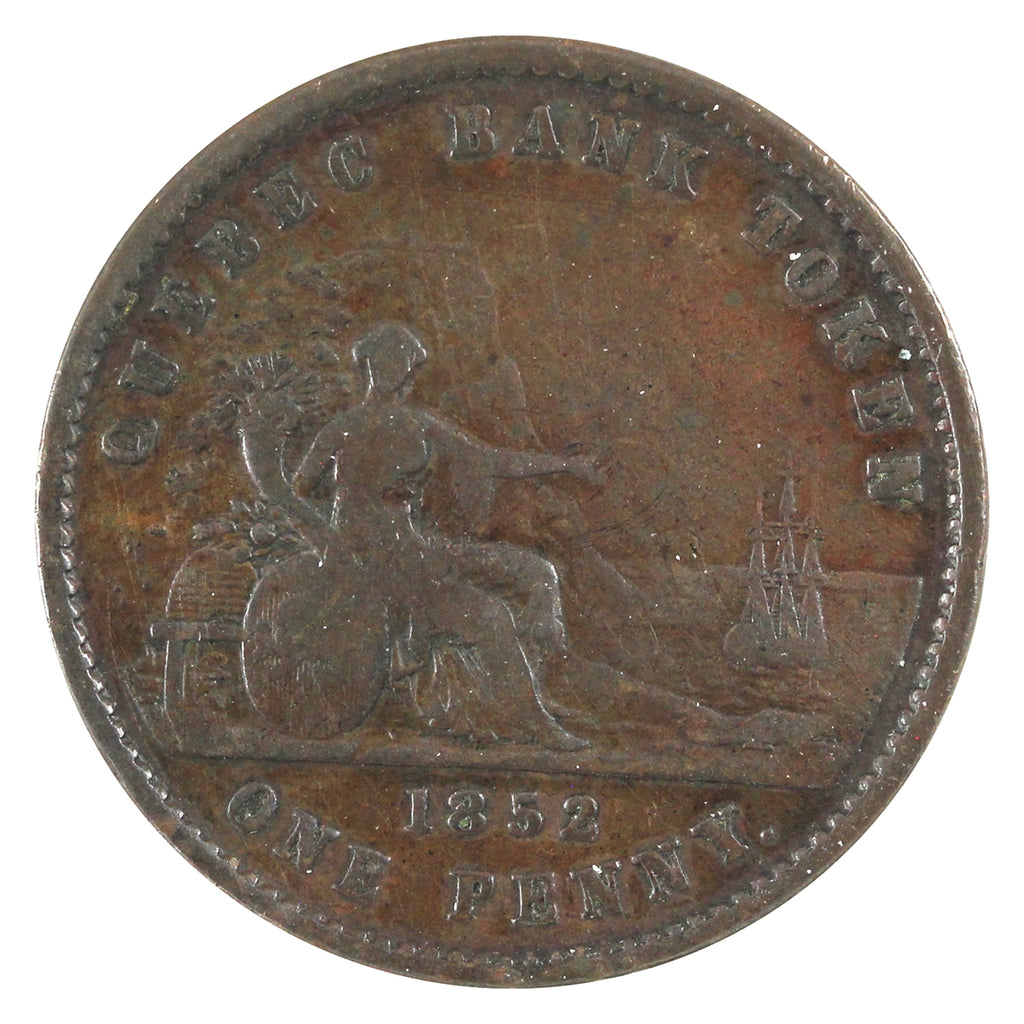 PC-4 1852 Province of Canada Quebec Bank Penny Token Very Good (VG8)