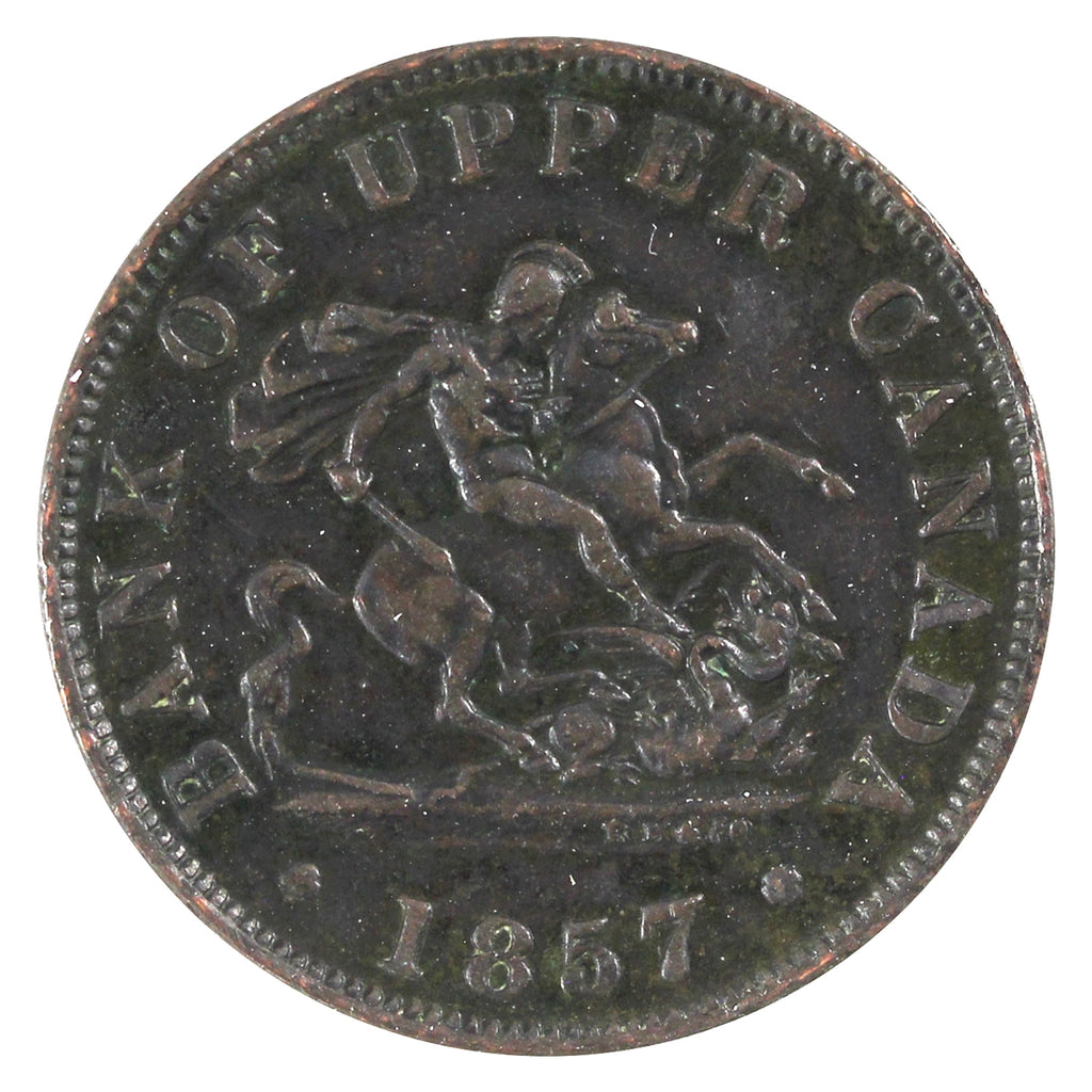 PC-5D 1857 Province of Canada, Bank of Upper Canada Half Penny Token EF-AU (EF45)